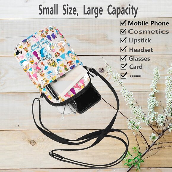 Cartoon Princess Crossbody Bag Water-Resistant Canvas Compact and Durable - Picture 7 of 7